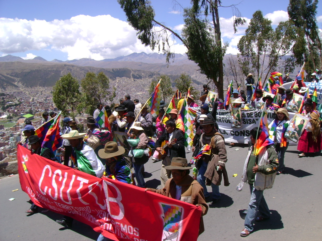 Protesta indigena per la nuova costituzione boliviana, 20 ottobre 2008. Foto: Edwin Velásquez, CC BY-SA 2.0