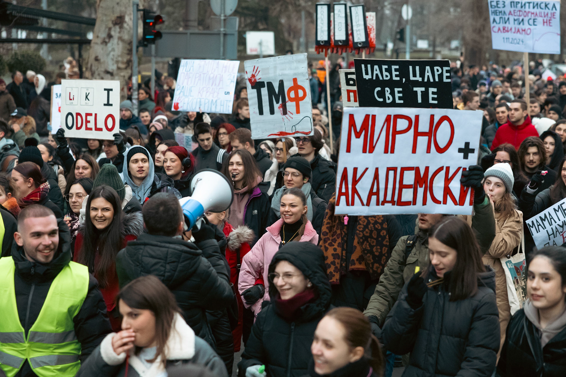 Manifestazioni a Belgrado contro il governo, gennaio 2025. Foto: free da https://protesti.pics/studenti